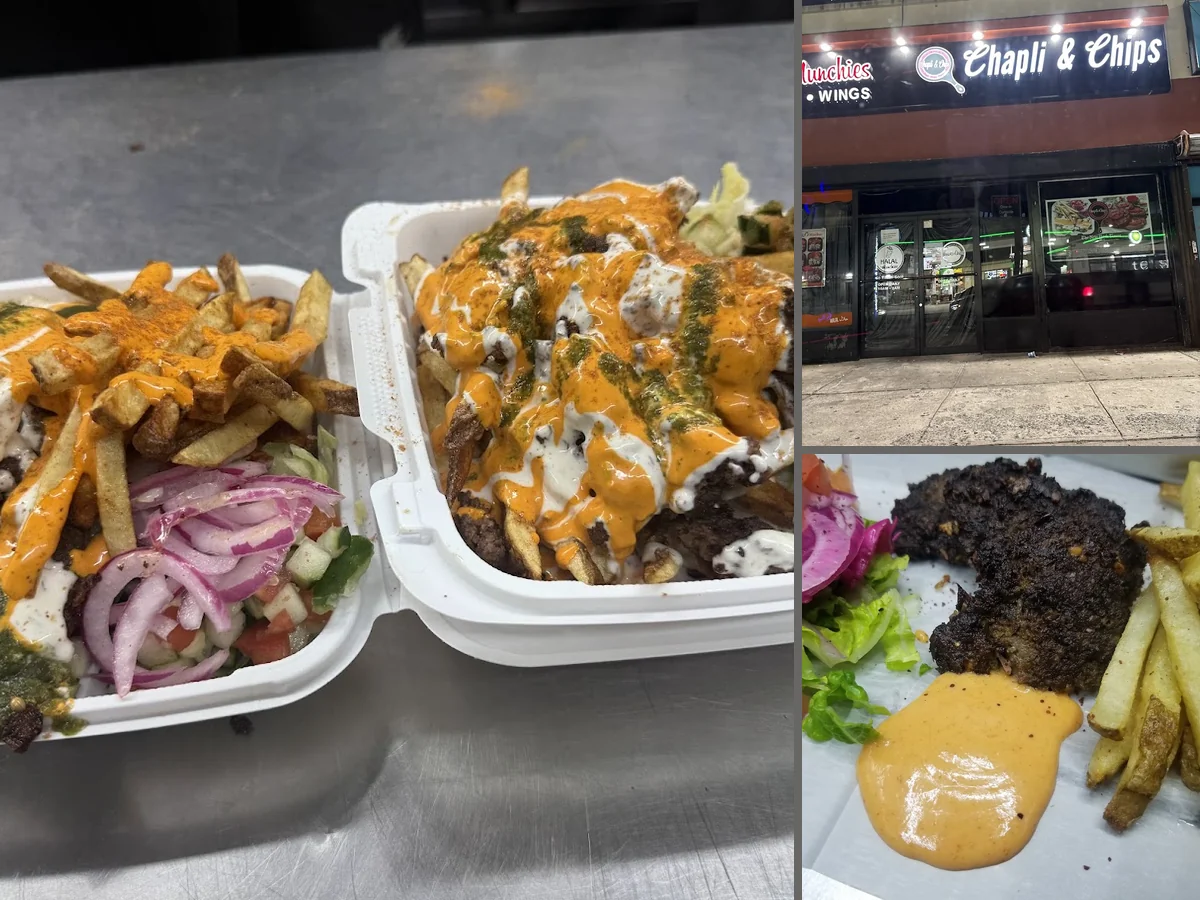 Wrapped halal chapli sandwich on a tray